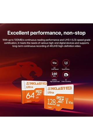 Sones Teclast U3 Ultra Yüksek Hızlı Tf Kart / Micro Sd Kart, Bellek: 64 Gb