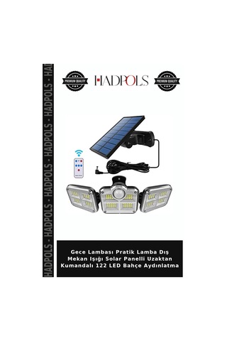 Gece Lambası Pratik Lamba Dış Mekan Işığı Solar Panelli Uzaktan Kumandalı 122 Led Bahçe Aydınlatma