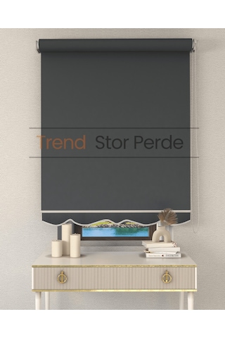 Gri Stor Etek Dilimli Zebra Stor Güneşlik Perde Kırık Gri