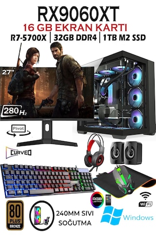 Apphirex TC99 R7-5700X 32 GB 1 TB SSD 16 GB RTX9060 XT  27'' Masaüstü Oyuncu Bilgisayarı