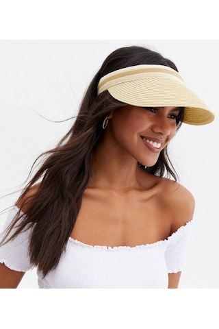Hasır Vizör Şapka Uv Korumalı Siperlik Plaj Şapkası