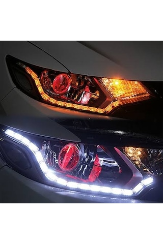 Kayar Led Sinyalli Sarı Far İçi Kristal Led 2 Renk