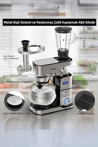 Mioji Mio MX10 6L 1500W Mikser & Blender Seti
