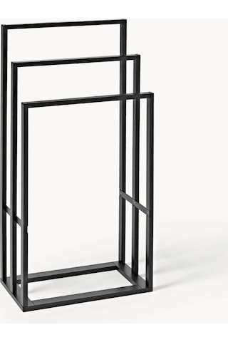 Bambu Üçlü Metal Banyo Havlu Askılığı Siyah