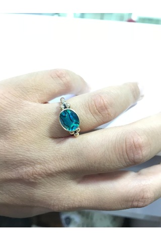 Okyanus Sedefi Taşlı Gümüş Yüzük 925 Ayar Taş