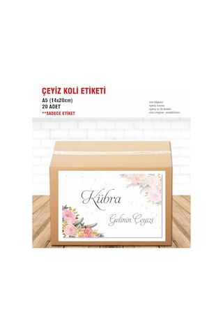 Isimli Çeyiz Kolisi Etiketi A5 14x20cm 20 Adet Etiket Diğer
