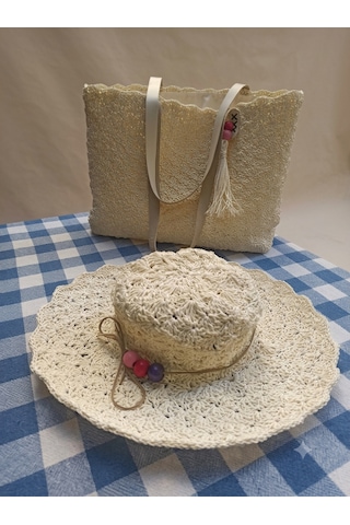 Buva Flora Kağıt İp&deri Omuz Çantası Kırık Beyaz
