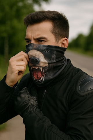 Sticker Works Motorcu Ayı Buff Maske Outdoor Boyunluk Unisex Bandana Standart