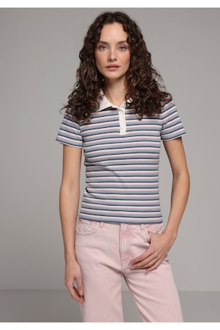 Colin's Colins Slim Fit Polo Yaka Çizgili Kadın Pembe Kısa Kol Tişört Cl1078875 Q1.v1 Pın
