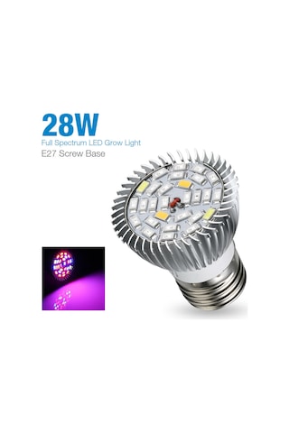 Youtek E27 28w Tam Spektrum Led Bitki Işık Lambası - İç Mekan Fidanlama Ve Çiçek Bakımı İçin Geliştirme Lambası