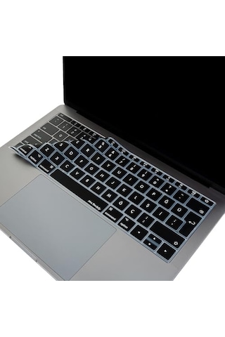 Macbook Klavye Koruyucu A1534 A1708 Uyumlu Türkçe Q Baskılı Silikon Klavye Koruyucu Uk Enter Siyah