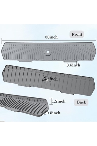 Ximistore9 Gri Silikon Lavabo Matı, Otomatik Su Akışlı Mutfak/ Banyo Musluk Altı Koruyucu, 76cmx15.3cm Kaymazsız Su Toplamama Döşeme Gri