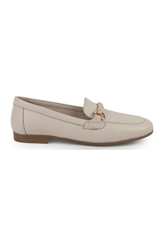 Libero L081.24217 Metal Toka Detaylı Düz Taban Kadın Loafer Ayakkabı Egret