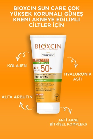 Bioxcin Sun Care Akneye Eğilimli Ciltler Için Güneş Kremi 50 Spf 150 Ml - Akne, Dry Touch, Mat, Kolajen