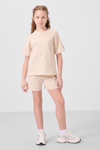Bej Pamuklu Yumuşak Dokulu Standart Fit Basic Kız Çocuk Şort Takım - 75184 Bej