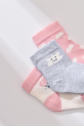 Step Bibaby Biorganic Cloudy 3'lü Çorap 68450 Pembe 001