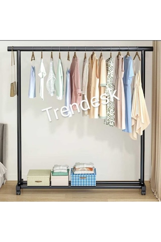 Metal Beyaz Konfeksiyon Askısı Ayaklı Askılık Elbise Askılığı Tekerlekli 150 140cm Beyaz