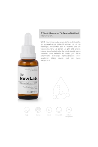 The NewLab Aydınlatıcı Cilt Tonu Eşitleyici C Vitamini Serum( %10 Ascorbic Acid, Niacinamide, Panthenol) Nl02