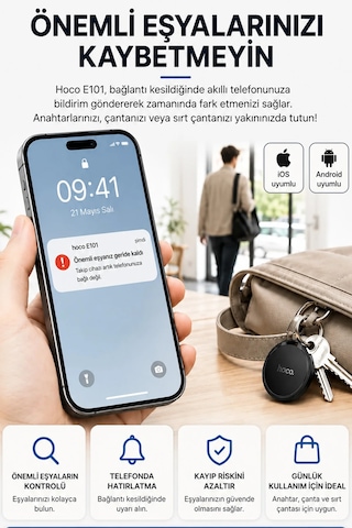 Exenar - Siyah - Apple iPhone Uyumlu Apple Airtag Uyumlu Ve Android Mini Eşya Araç Motor Mini Bulucu 1