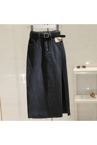 Plaj Yaz Kadın Kot Etek Klasik Açık Mavi Yüksek Bel Günlük Kot Bayan Kot Etek Siyah