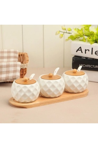 Westworld Ahşap I Seramik Şekerlik Biber Depolama Kavanoz Ev Dekor S