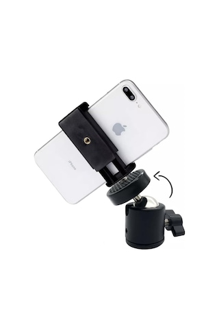 Saywın Çift Girişli Telefon Tutuculu Tripod Slr Kamera İçin 360 Derece Dönebilen Metal Mafsal Aparatı 1/4 -