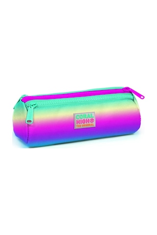 Coral High Pembe-yeşil-mor Üç Bölmeli Kalem Çantası -kız Çocuk Çok Renkli
