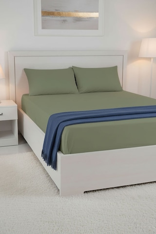 %100 Pamuk Ranforce Premium King Size Lastikli Çarşaf Seti - Yeşi Yeşil