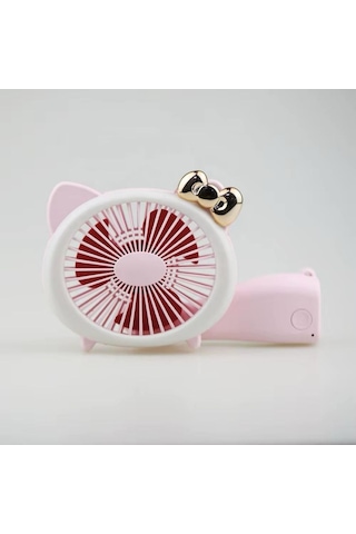 Mini El Fanı Şarjlı Taşınabilir Katlanır Ledli Vantilatör Pembe