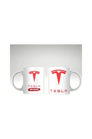 Applucky Tesla Logo Tarihçesi Baskı Kupa Bardak Beyaz