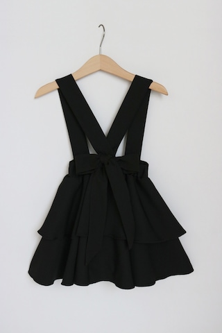 Kız Çocuk Helen Siyah Askılı Kat Kat Bağlama Jile Elbise