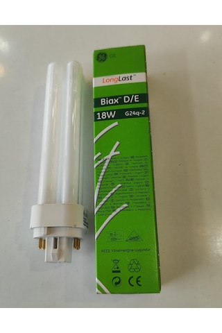 Ge Biax D/e 18w G24q-2 4-pin Enerji Tasarruflu Plesioglass Ampul F18dbx/840/4p/ll