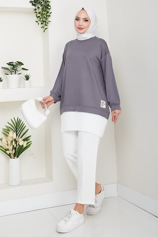 Arma Detay Piliseli Oysho Tunik 1627 - Antrasit Antrasit