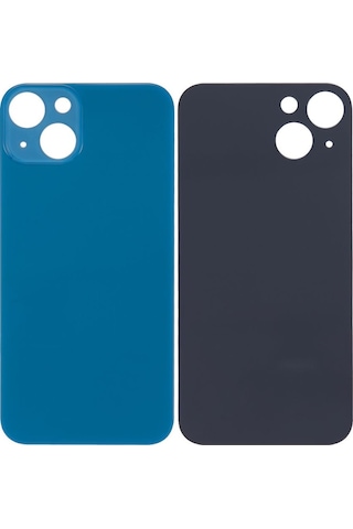 Apple Uyumlu iPhone 13 Logolu Arka Pil Batarya Kapağı - Lens Hariç Mavi