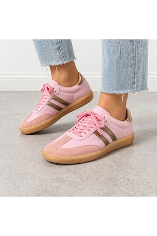 Kadın Spor Ayakkabı Pembe Sneaker Bağcıklı Günlük Rahat Kaymaz Taban Şık Tasarım