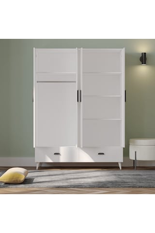 İnci 4 Kapaklı 2 Çekmeceli Gardırop