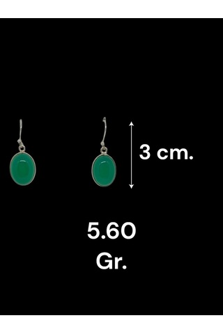 Yeşil Akik Taşlı 925 Ayar Gümüş El İşçiliği Küpe