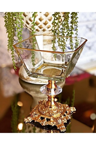 Decores Home Center 6 Adet Metal Ayaklı Gold Detaylı Magnolia-kase-dondurmalık-şekerlik Kahverengi