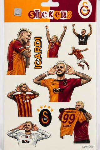 Lisanslı Galatasaray 3'lü Sticker Seti "mauro Icardi,victor Osimhen Ve Fark Var" Altın