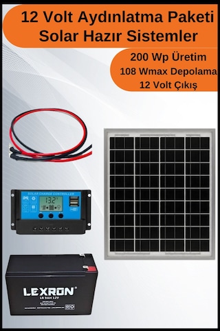 N&D Lighting Aydınlatma Tall Mono Solar Paket 12 Volt-200wp