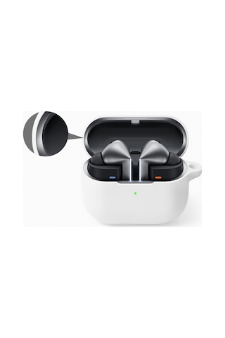 Sneezy Galaxy Buds 3 Pro Ve Galaxy Buds 3 Uyumlu Kopçalı Kapaklı Silikon Koruma Kılıfı Şeffaf