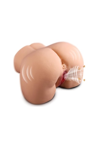 Erotixshop İleri Geri Hareketli Emişli Anal Vajina Girişli 2in1 Suni Kalça Titreşimli Vajina Mastürbatör 5 KG