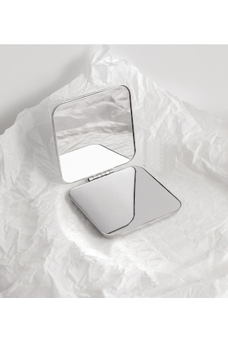 Kare Mini Metal Ayna - Taşınabilir Cep Aynası Gümüş-gri