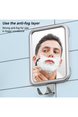 Hangfox Banyo Duş Anti-parmaklı Gözlük Ayna - Tıraş Ve Makyaj İçin, Sürekli Sünger İle Montaj, Deliksiz Ve Halka Tasarım, Gri-açık A1341900 Gümüş