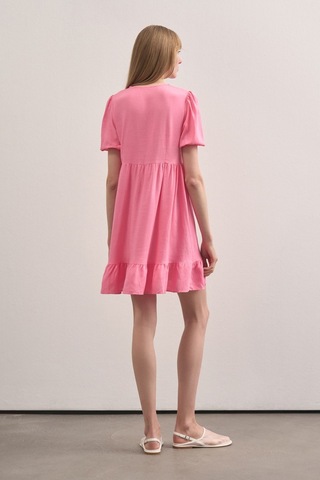 Mathilda Store Kadın V Yaka Linen Elbise