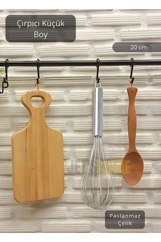 Çelik Çırpıcı Küçük Boy Yumurta Çırpıcı Kek Çırpıcı Çorba Çırpıcısı 20 Cm Metalik Gri