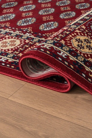 Cotto Home Fesane Fn003j Bordo Pamuk Taban Afgan Desenli Salon Oturma Odası Halısı
