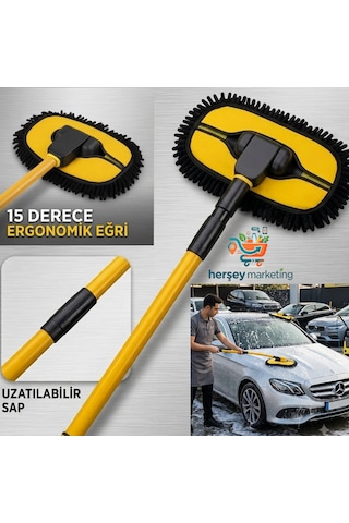 Teleskopik Saplı Araç Yıkama Fırçası 96 Cm Makarna Uçlu Mikrofiber Oto Temizlik Fırçası 50 - 110 Cm Uzunluk Premium Oto Yıkama Fırçası Makarna Oto Yıkama Mopu