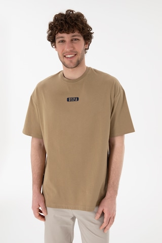 U.S. Polo Assn. Erkek Oversize Fit Bisiklet Yaka Haki Tişört 50305923-VR027
