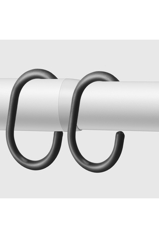 24 Adet Duş Perdesi Halkası Plastik Duş Perdesi Kancaları Siyah